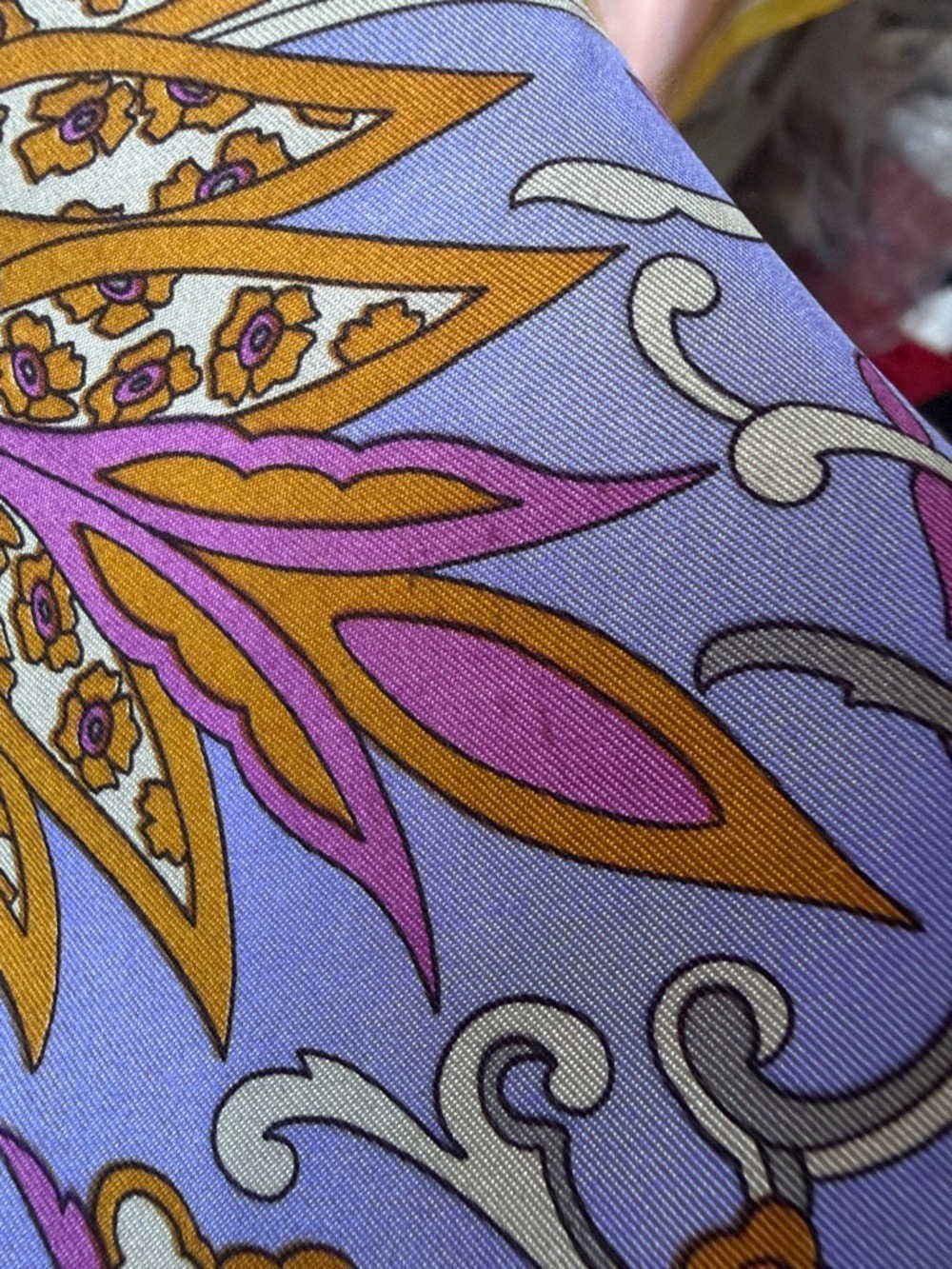 Silk-Feel Floral Paisley Scarf in Purple and Fuchsia - Picture 8 of 9